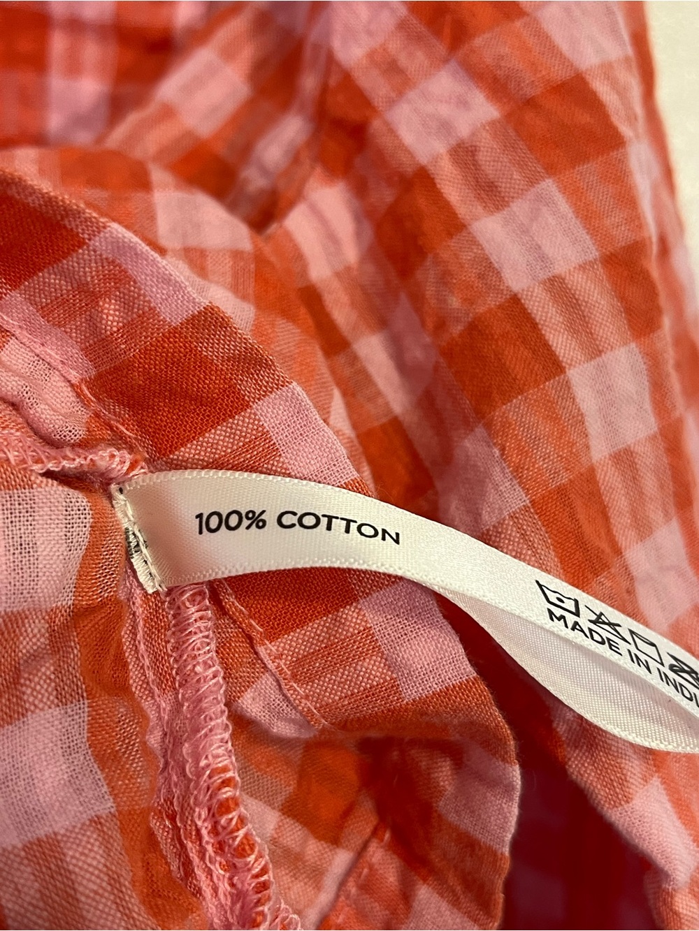 Tuckernuck Gingham Cotton Seersucker Cropped Popover Blouse Top Women's S - Picture 7 of 7